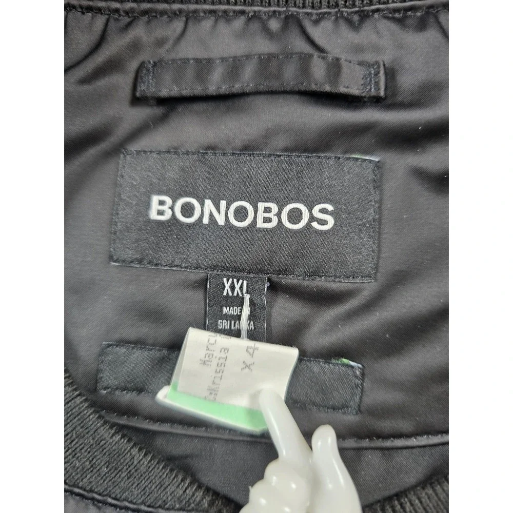 Bonobos Satin Bomber Jacket Mens 2XL Black Standard Fit Full Zip